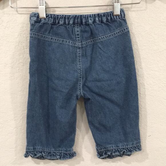 H&M Chiboogi Girls Sz 4 Ruffle Hem‎ Capri Jeans 100% Cotton Summer - Picture 2 of 6